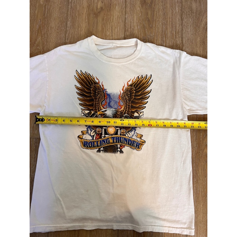 White Graphic T Shirt Eagle‎ Motorcycle Rolling Thunder Mens XL - Picture 4 of 5